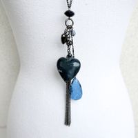 Collier Long Bleu Coeur