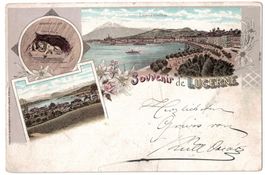 Souvenir de Lucerne, Lithographie, gelaufen 1897