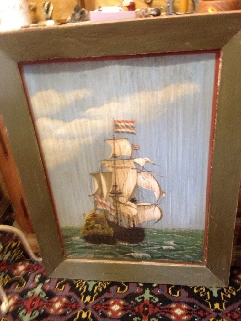 Gemälde: Ölgemälde Bild  Segelschiff auf Holz – Gebraucht aus Koblenz von Kbaldinger