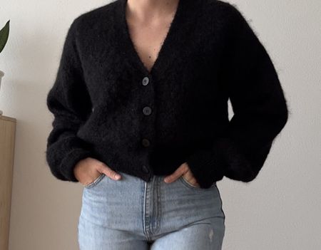 Damen Strickjacke schwarz Mohair Surprise-Paris Grösse S N