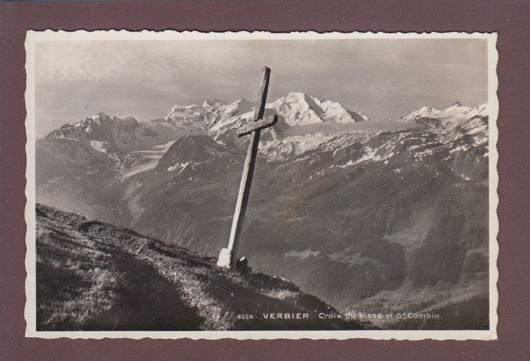 Cartoline postali: VERBIER - Croix du Bisse - Grand Combin - 1943 – Usato da Pully venduto da nicecards