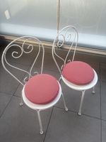 Gartentischstuhl weiss Metall mit Sitzkissen 2 Stk. gebrauch