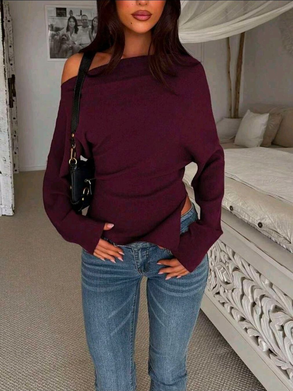 Shein Maglioni & Felpe: NEU - Asymmetrischer Feinstrick-Pullover - M - Bordeaux – Nuovo (secondo la descrizione) da Thalwil venduto da FashionVault 3