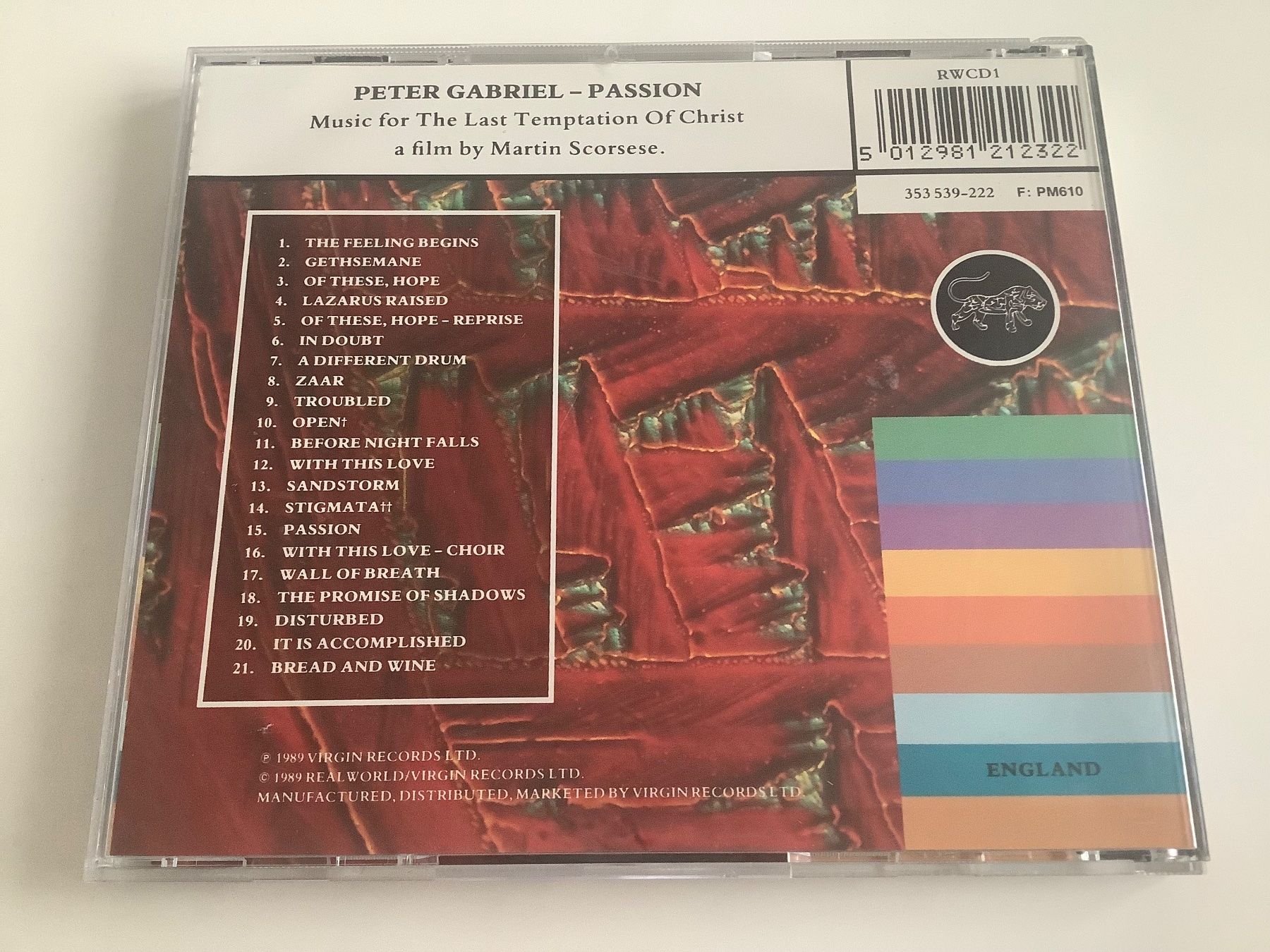 CDs: Peter Gabriel / Passion / Real World / 1989 – Gebraucht aus Dübendorf von Shreck 1