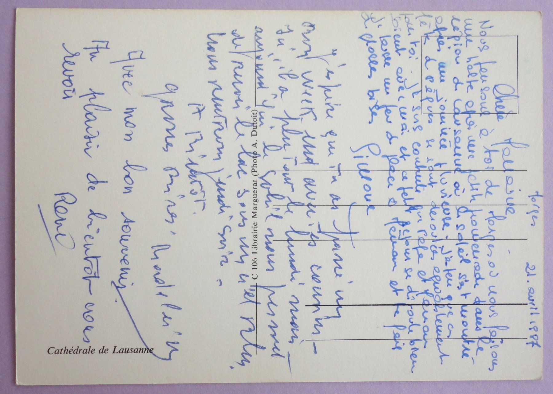 Cartoline postali: Cathédrale de Lausanne – Usato da Fétigny venduto da Billy2miny 1