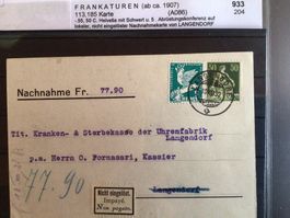 Briefkarte Langendorf 1932 Nachnahme historisches Beleg