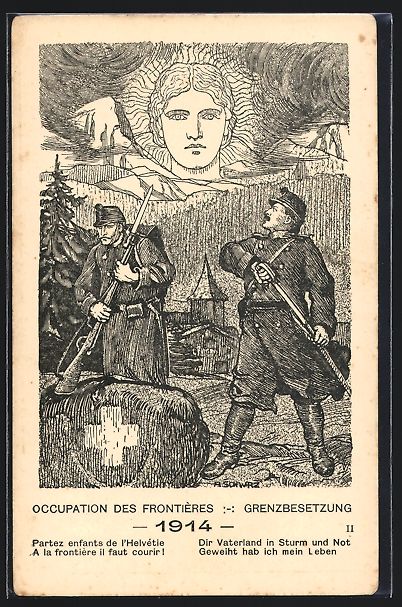 Foto, Lettere & Cartoline: Grenzbesetzung August 1914, schweizer Gr – Usato da Berlin venduto da bartko-reher