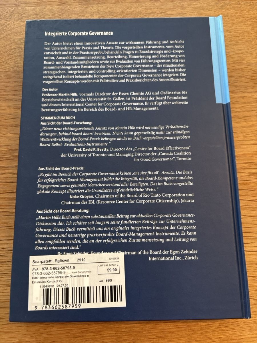 Libri: Buch Integrierte Corporate Governance – Nuovo e nell'imballaggio originale da Muhen venduto da Claudi1985 1
