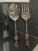 coppia di Posate vintage, ornamento lama alpaca