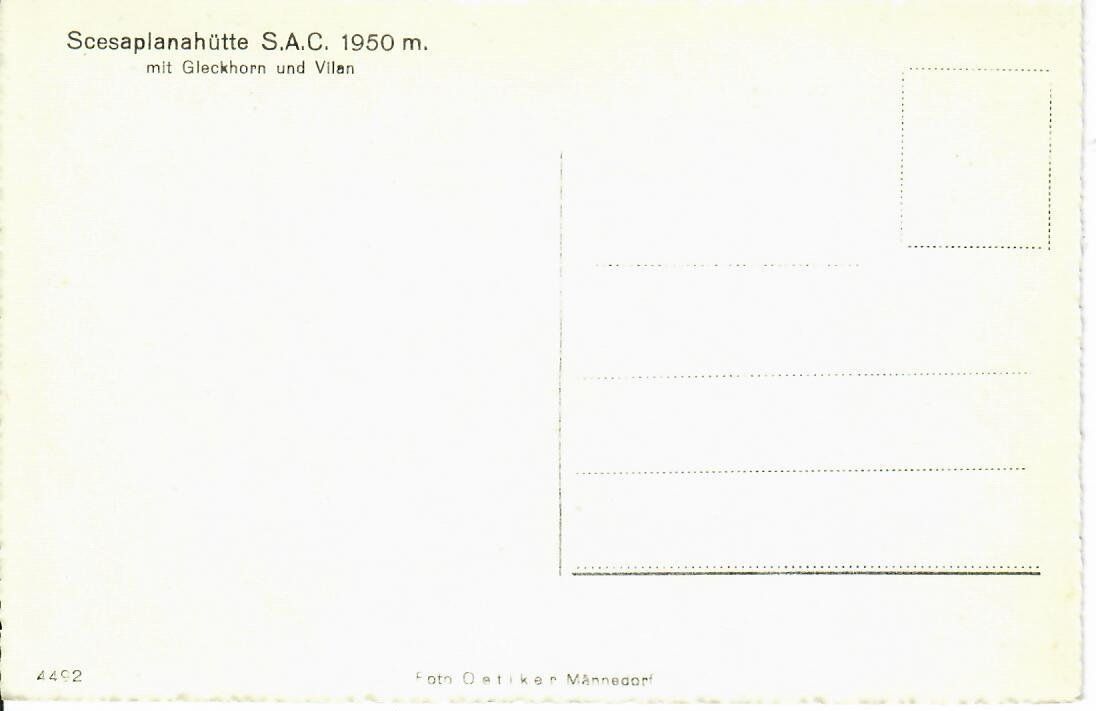 Cartoline postali: Scesaplanahütte SAC – Usato da Hochdorf venduto da Ziegel-16 1