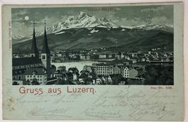 Gruss aus Luzern, grüne Litho, 1898