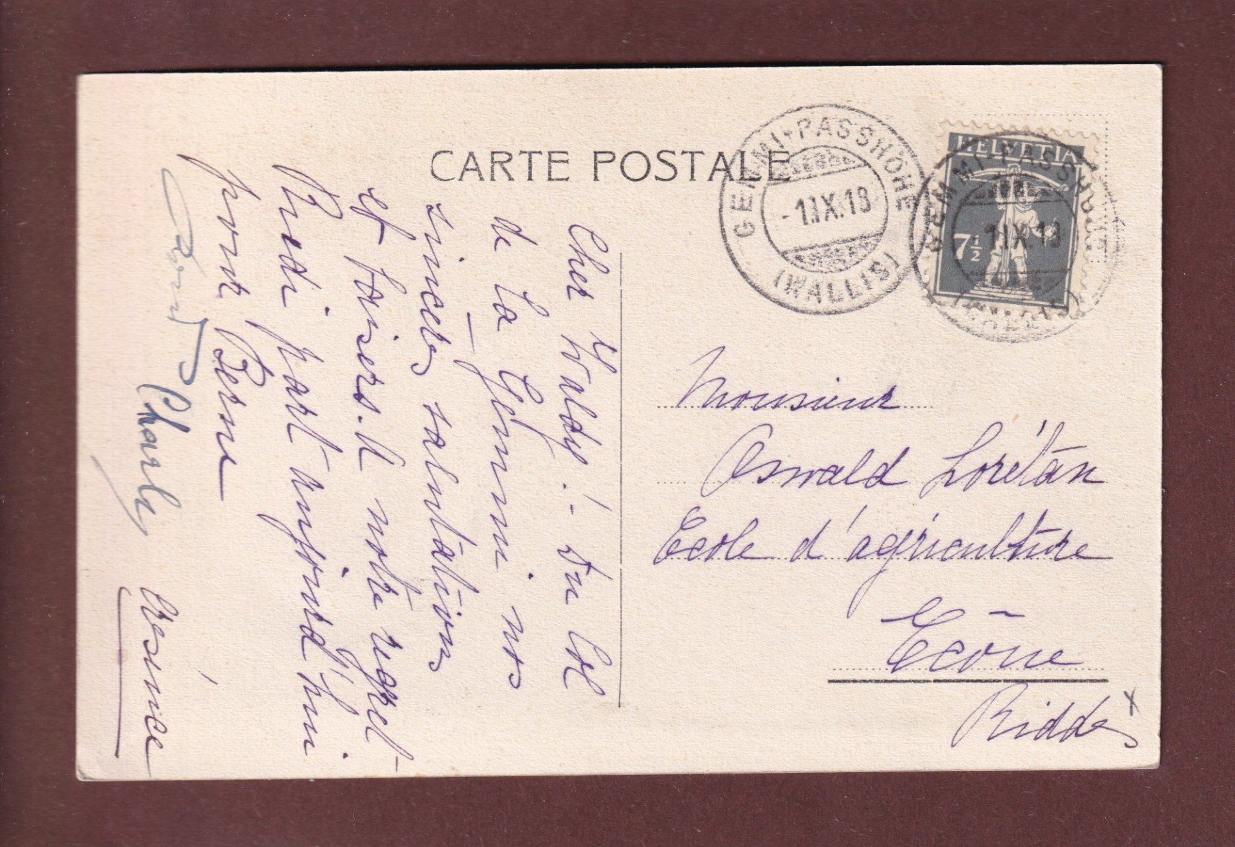 Cartoline postali: Col de la GEMMI - Daubensee - 1918 – Usato da Pully venduto da nicecards 1