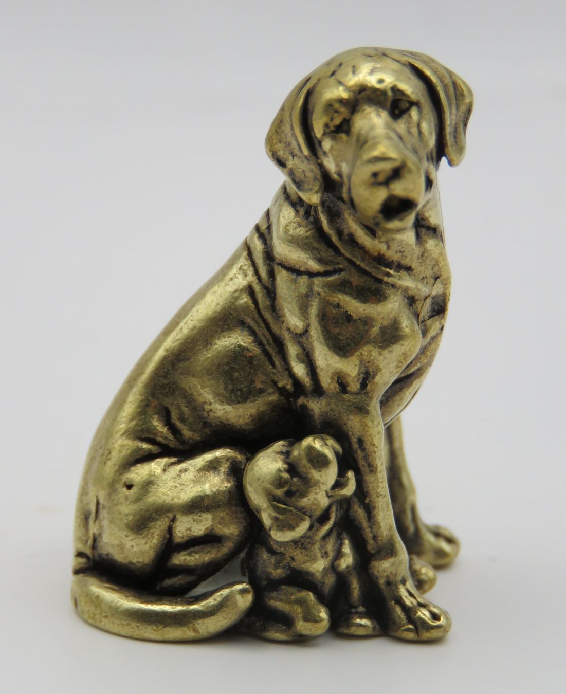 Statuette: LABRADOR mit WELPE - Messing Figur - Dekoration - 3x2cm – Nuovo e nell'imballaggio originale da Grenchen venduto da Yamahwildstar16 4
