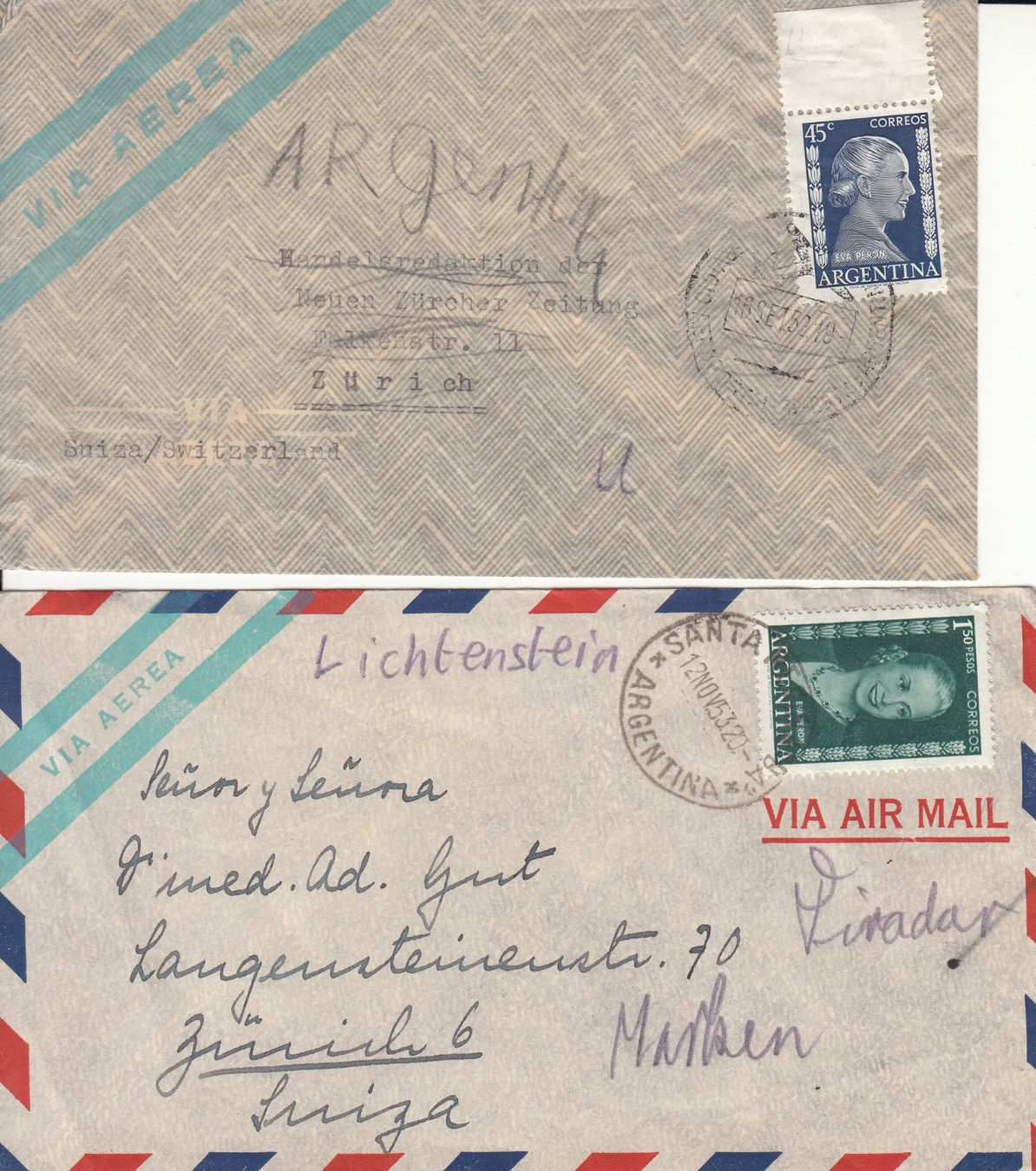 Alle Briefmarken: Argentinien - Schweiz 1945 - 1959, 15 Briefe – Gebraucht aus Bürglen TG von StampGraf 4