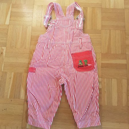 Latzhose rot weiss gestreift Gr.74