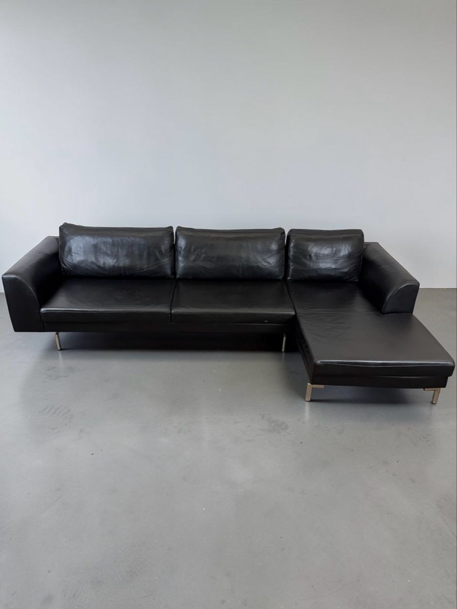 Sofas: Ecksofa aus echtem Nubukleder, schwarz – Gebraucht aus Bachenbülach von Sofalab.swiss 4