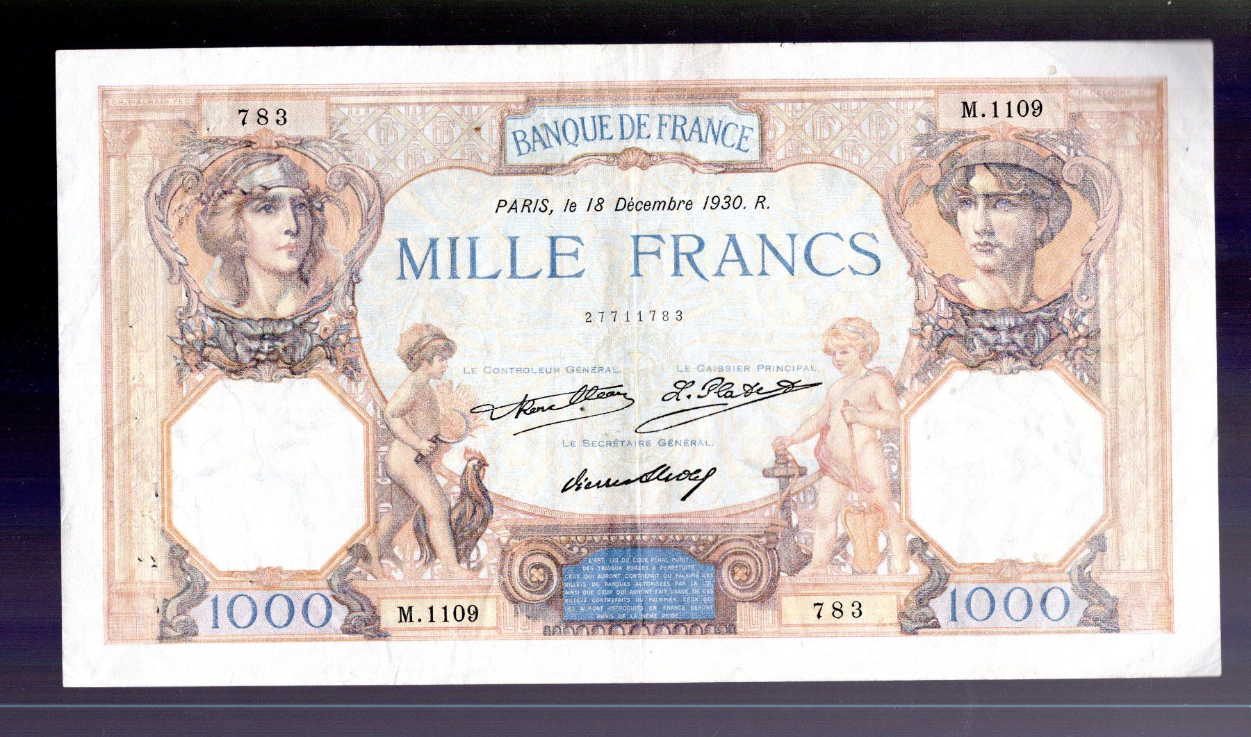 Banconote: France 1000 francs Ph. – Usato da Leibstadt venduto da baroc333