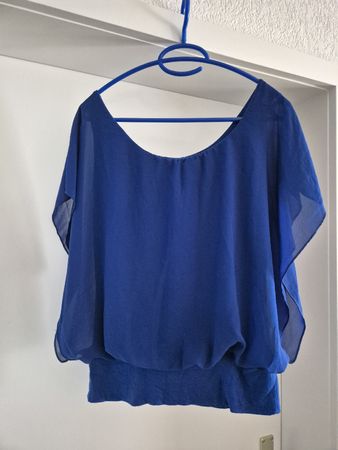 Bluse Royalblau, Fledermaus-Ärmeln