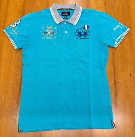 Vintage La Martina Polo Shirt Gr. M Türkis Blau | Gebraucht
