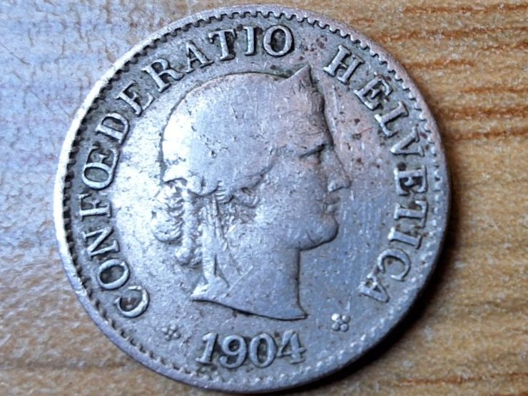 Tutti le monete: 5 Rappen 1904 - Selten! – Usato da Münchenstein venduto da purbach1 2