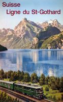 Vintage Reiseplakat Gotthardbahn Schweiz 🚂 Berge See Lan...