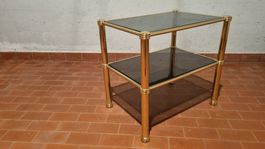 Vintage Gold Glas Tisch / Beistelltisch Top Zustand!