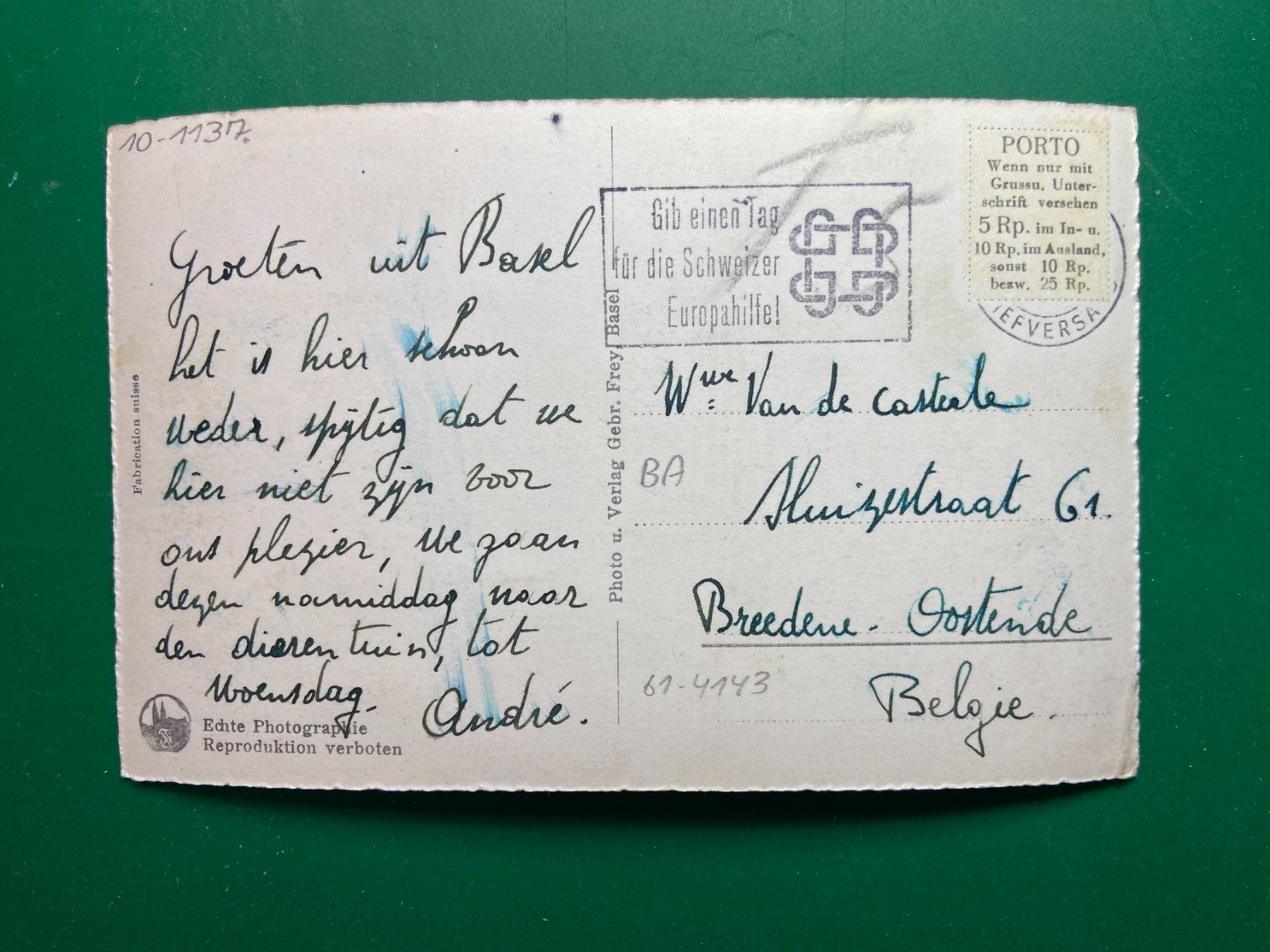 Ansichtskarten: Basel - Bundesbahnhof – Gebraucht aus Steg VS von danwer74 1
