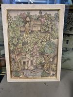 Peinture Balinaise Vintage - Scène de village animée!