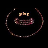 2in1 Zierliche Granat-Halskette Wickelarmband Unikat Emarra