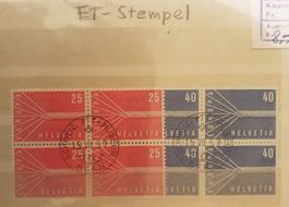 2957) 332-33, Europamarken im 4-Block ET Kt. 50