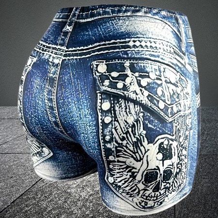 👖☠️ High-Waist Denim-Optik Shorts für einen Sexy Look 💙👖