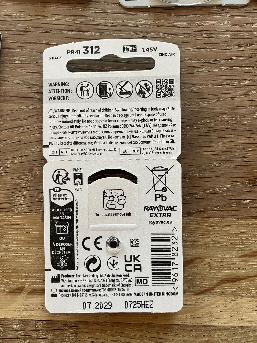Rayovac Caricatori & Batterie: 10 Packungen Hörgerät Batterien 312 – Usato da Simplon Dorf venduto da fraueulalia 1