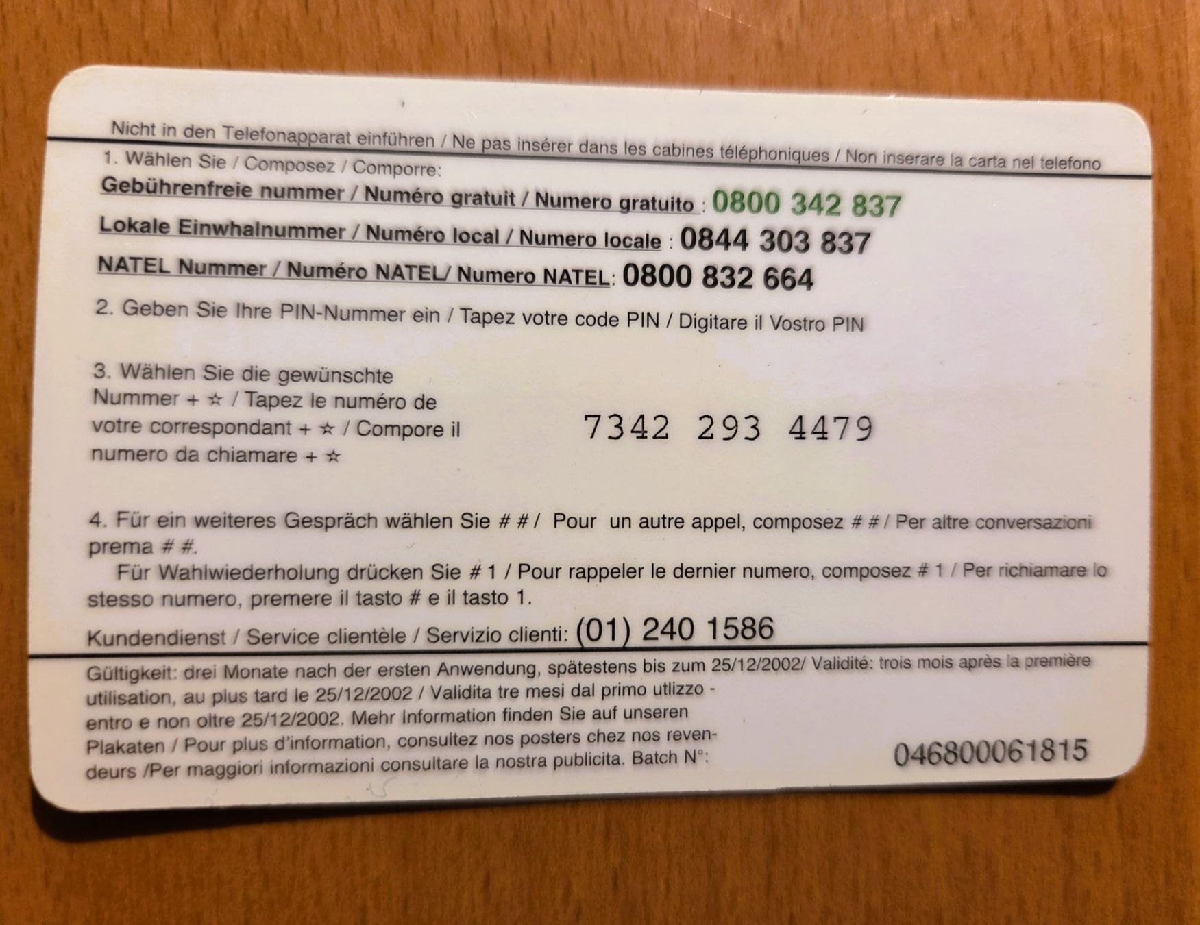 Schede telefoniche: PREPAID - SCHWEIZ – Usato da Brüttisellen venduto da Nighttrain 1