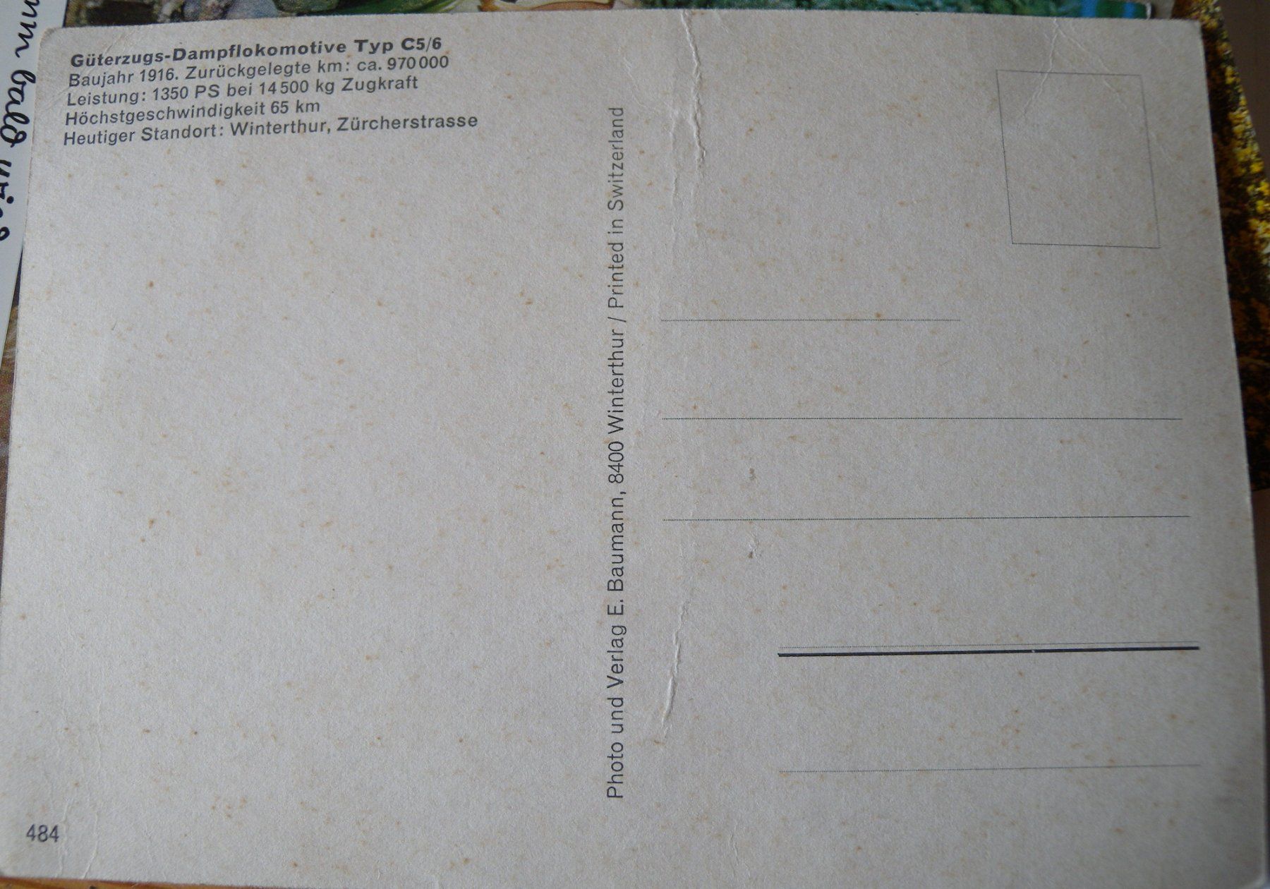 Cartoline postali: Alte Ansichtskarte: Güterzug-Dampflokomotive Typ C5/6 – Nuovo (secondo la descrizione) da Hauenstein venduto da davia72 1