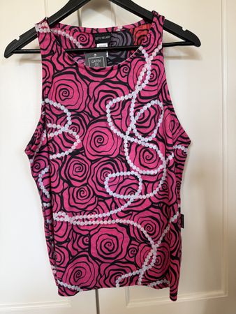Vintage Beto Kelner Rose Print Tank Top, Size Medium