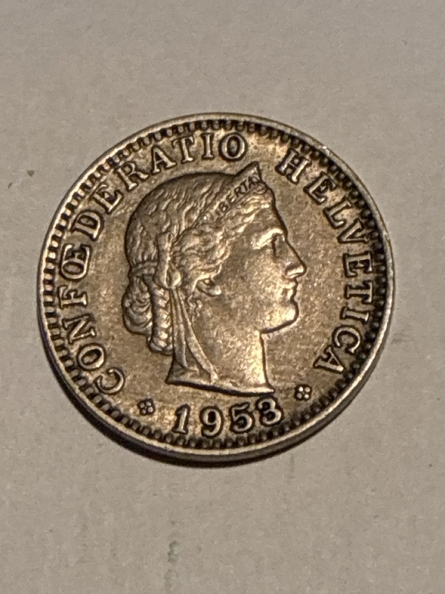 Tutti le monete: Nr. 65: 20 Rappen, schweizer Franken, 1953 – Usato da Burgdorf venduto da Yakari5165
