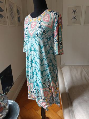 ETRO paisley print mini dress stretch lined pockets M L 44