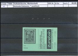 1980 Volksbräuche, Markenheftchen, "grün", ** postfrisch
