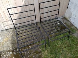2 Vintage Sessel Gestelle Metall massiv Schwarz 60er ohne Ki