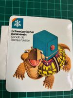 Vintage-Aufkleber, Schildkröte mit Sparschwein – Schweizer B
