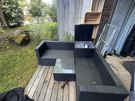 Gartensitzgruppe Rattan, wetterfest, inkl. Kissen, Sommer-De