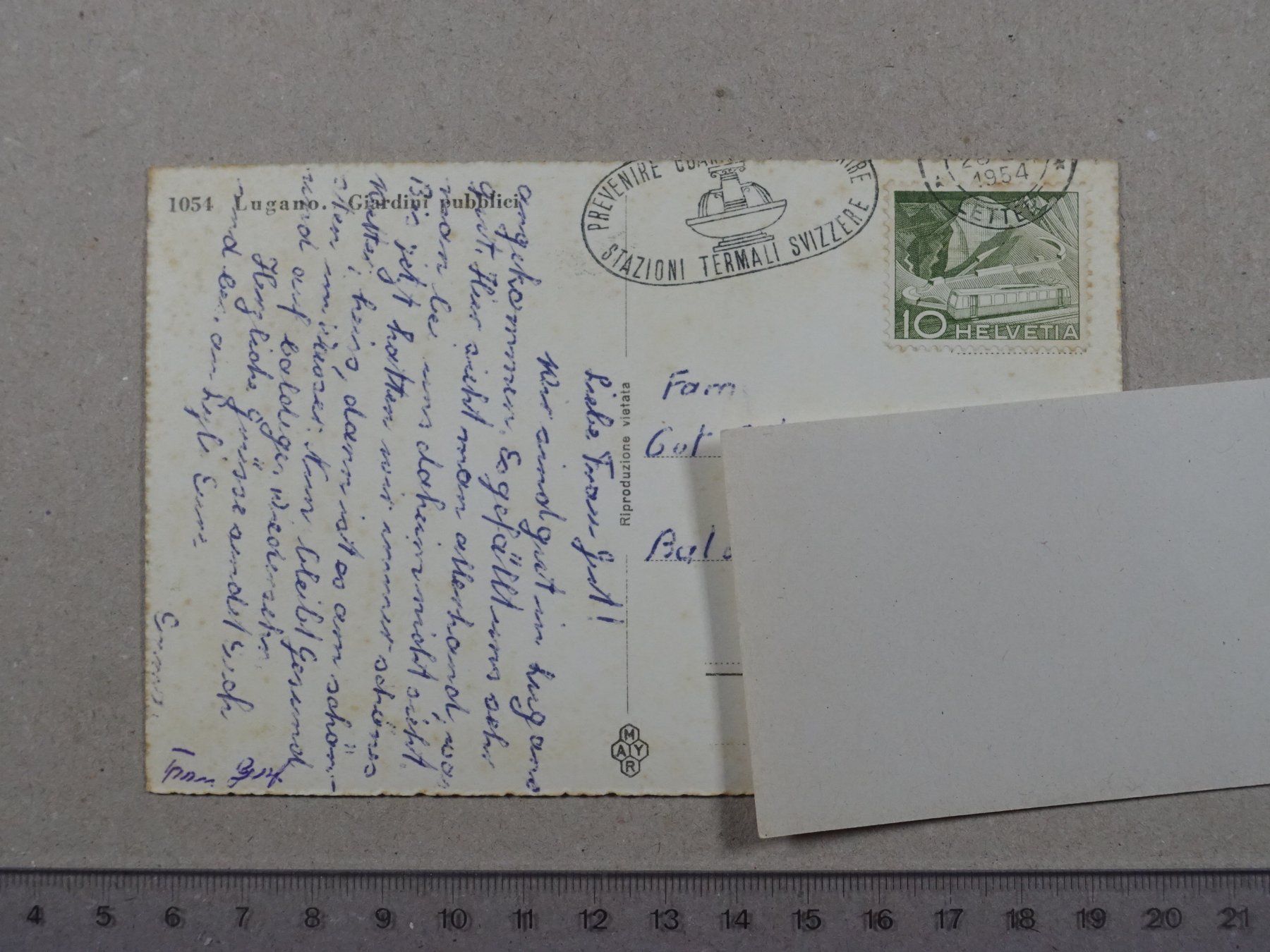 Ansichtskarten: Lugano, 1954 – Gebraucht aus Lenzburg von fh1 1