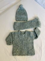 Handmade Baby handgestricktes Set Pullover Schal Mütze