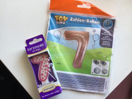 Neue Geburtstagsdeko Set: Ballon Zahl 7 + Kerze Zahl 7 🎉🎂