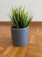 NEU Übertopf grau inkl. Kunstpflanze 9cm