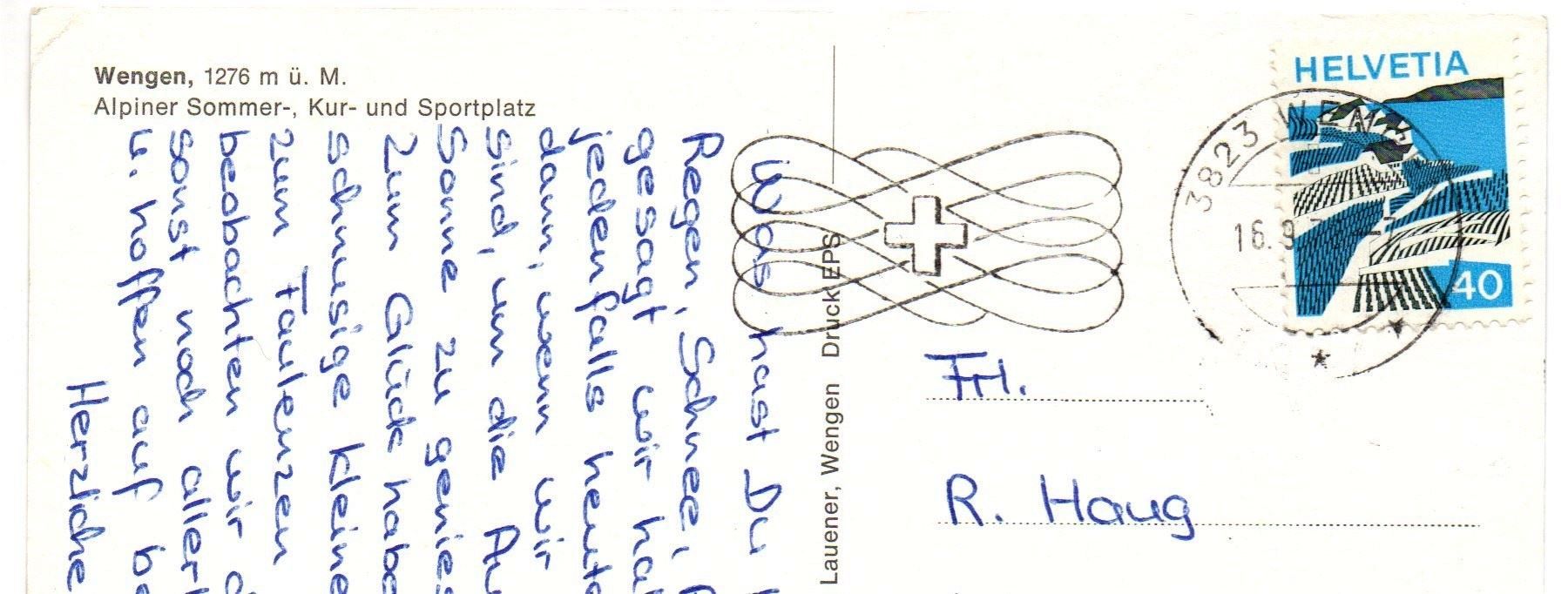 Cartoline postali: WENGEN – Usato da Jona venduto da philajona 1