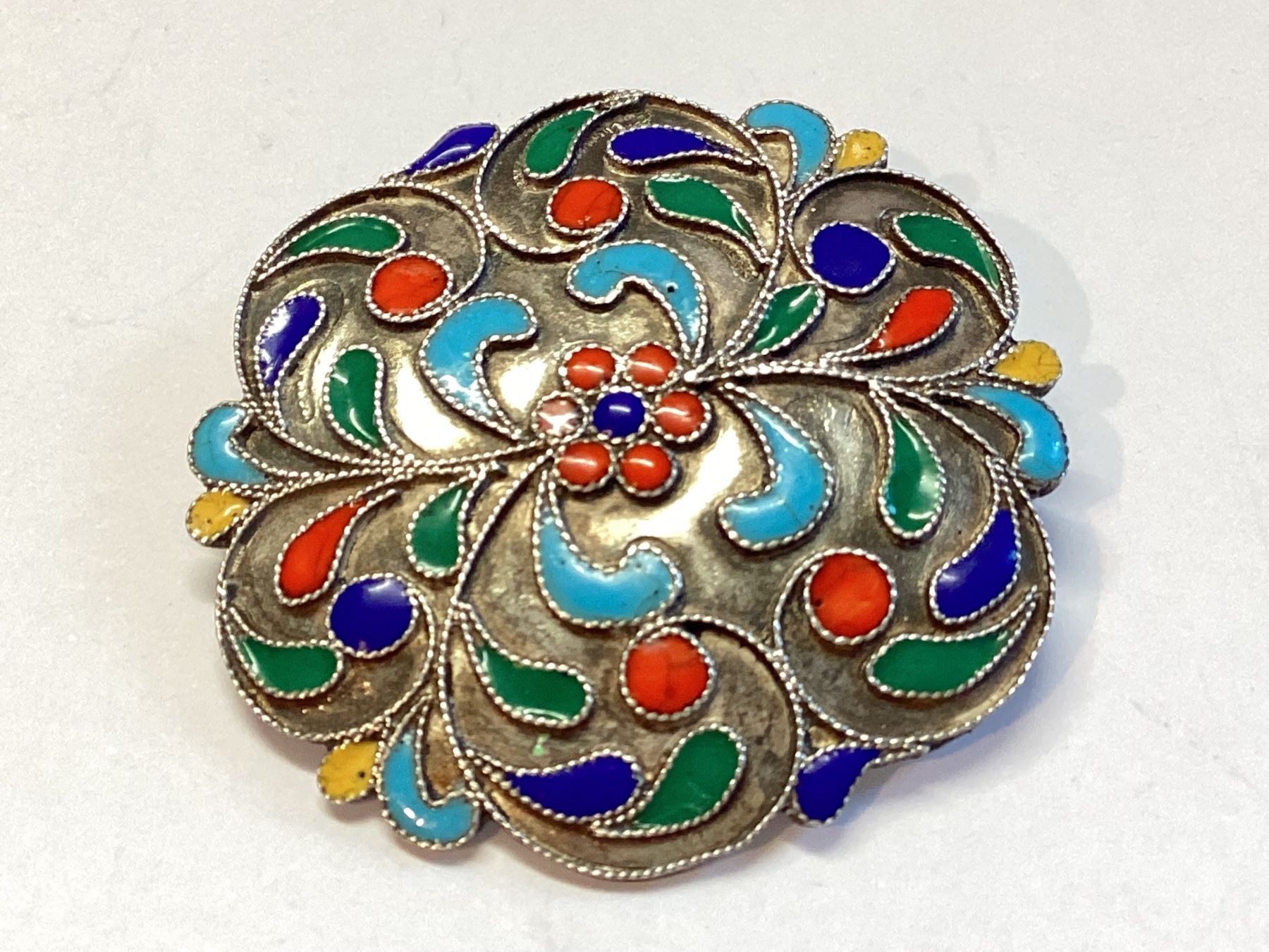 Spille & Fermagli: Vintage Silber Brosche , Cloisonné Emaille Handarbeit – Usato da Eglisau venduto da mar_5rn2