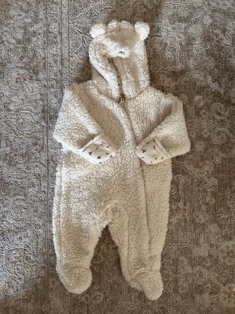 Combinaison bébé blanc polaire capuche taille 62