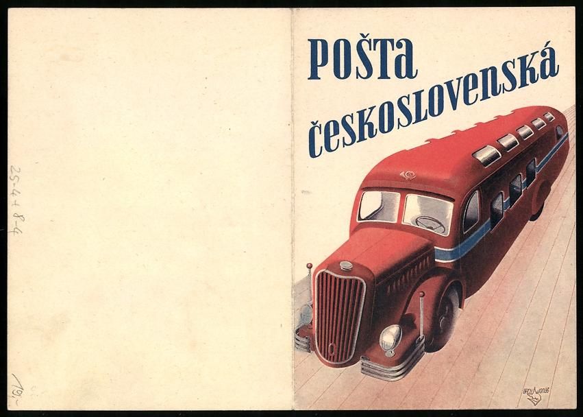 Cartoline postali: Klapp-AK roter Autobus der tschechischen – Usato da Berlin venduto da bartko-reher