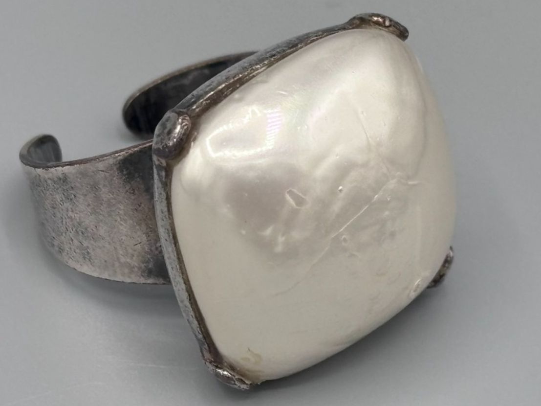 Anelli: Großer Statement Ring Perlmutt Silber massiv modern – Usato da Brunnen venduto da mel_79gf 1